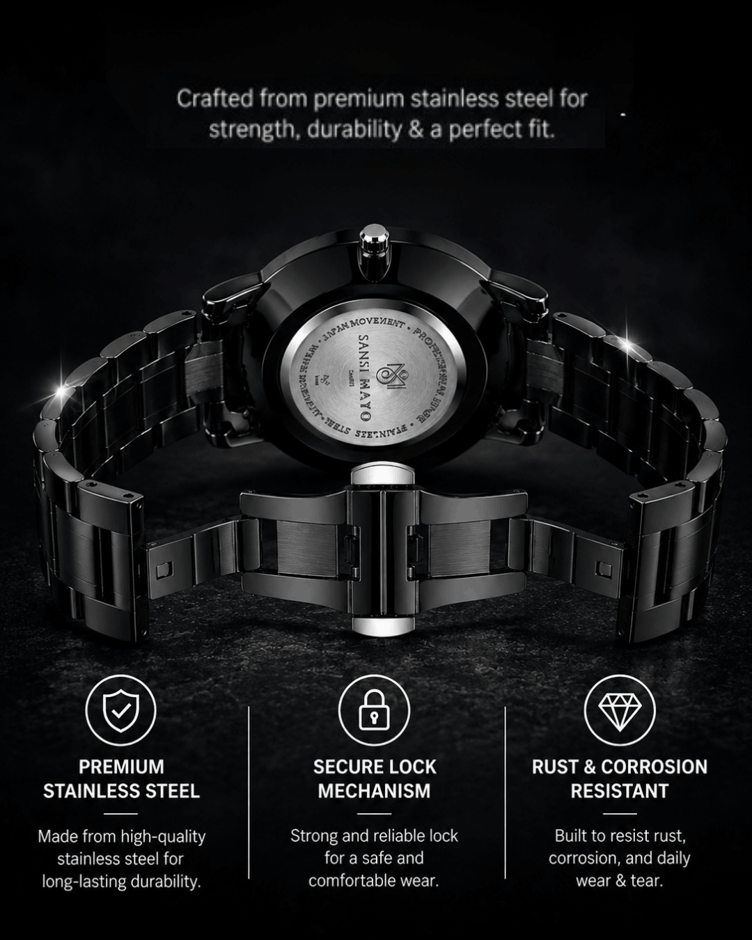 Bold Black Quartz with Date Dial