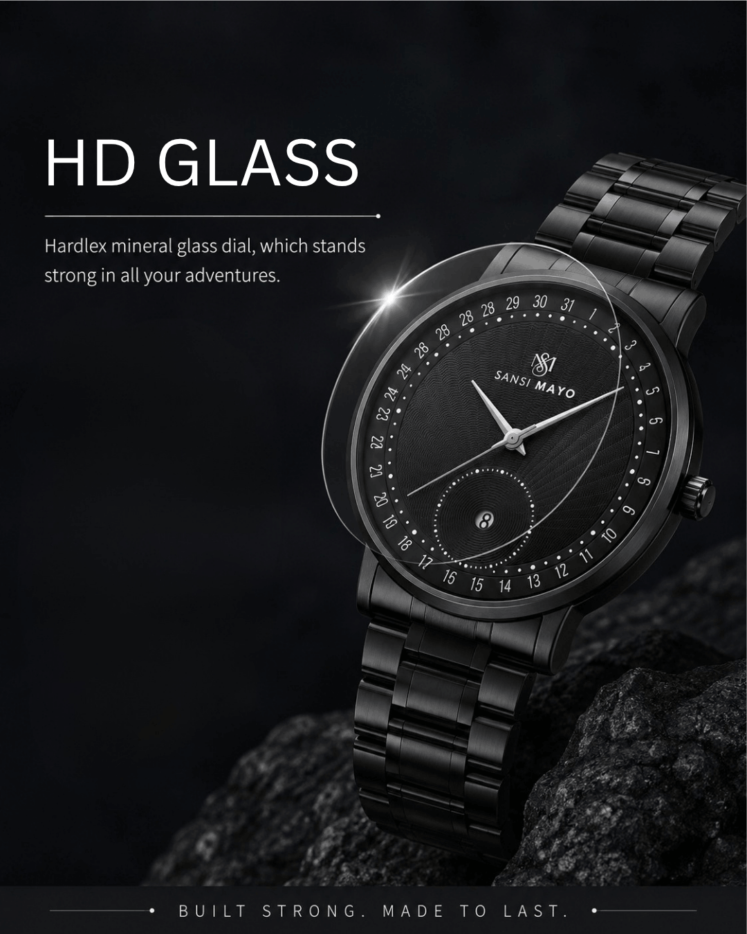 Bold Black Quartz with Date Dial