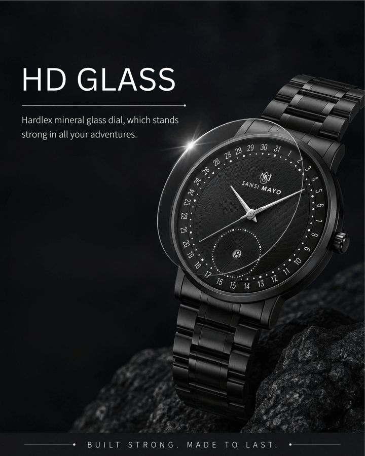 Bold Black Quartz with Date Dial