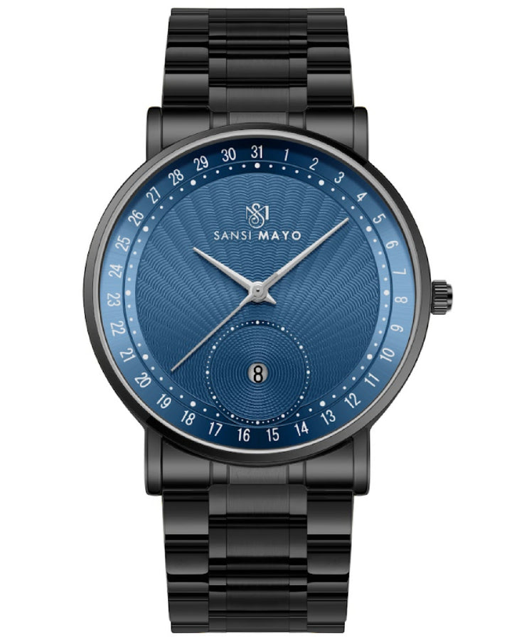 Bold Black & Blue Quartz Date Dial