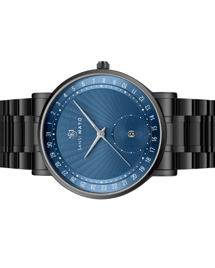 Bold Black & Blue Quartz Date Dial