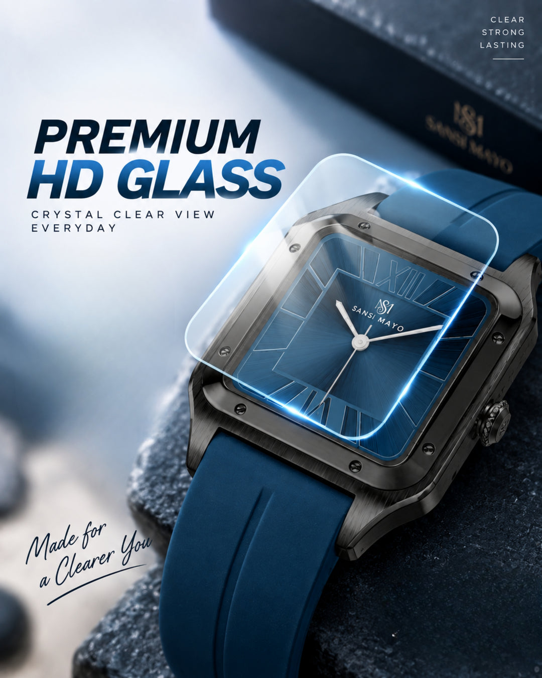 Navy Blue Square Analog