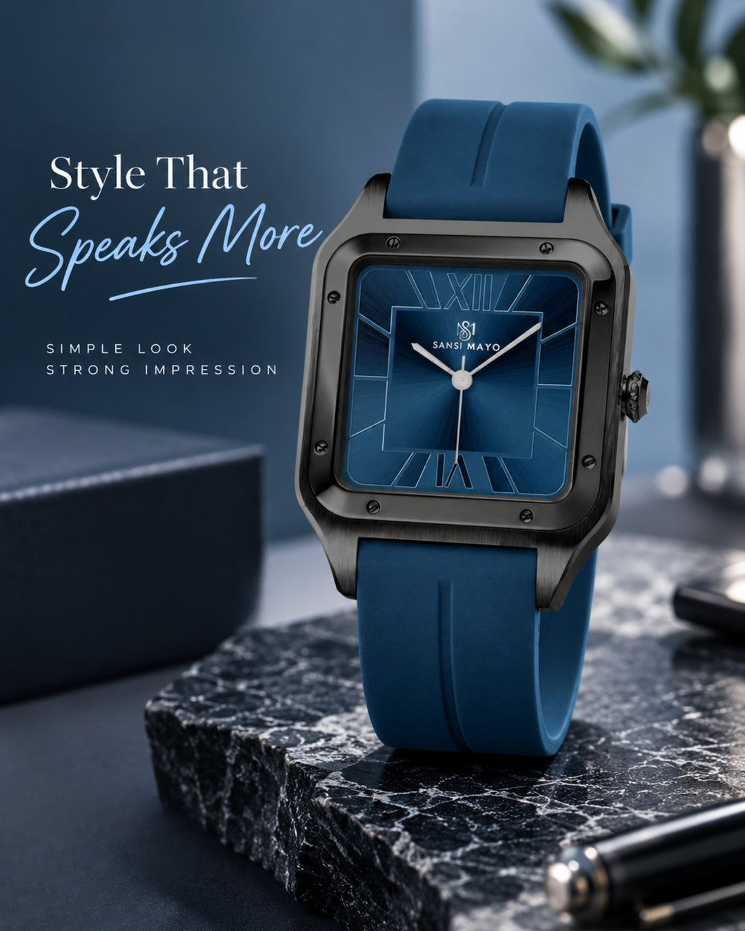 Navy Blue Square Analog