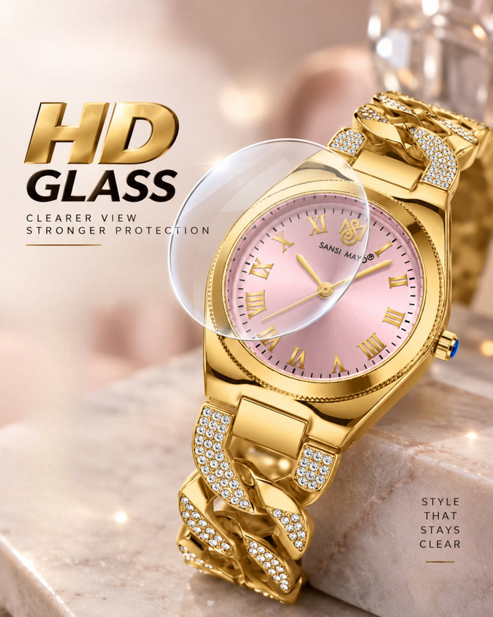 Sansi Mayo ELORA Egyptian Stone Bracelet Style Watch -Light Pink Dial, Gold Edition