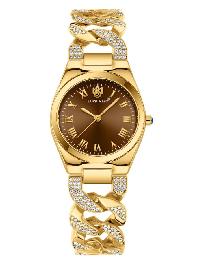 Sansi Mayo Elora Egyptian Stone Watch -Gold Edition (Brown Dial)