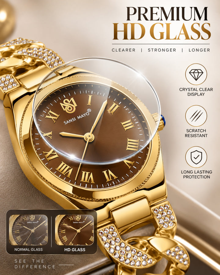 Sansi Mayo Elora Egyptian Stone Watch -Gold Edition (Brown Dial)