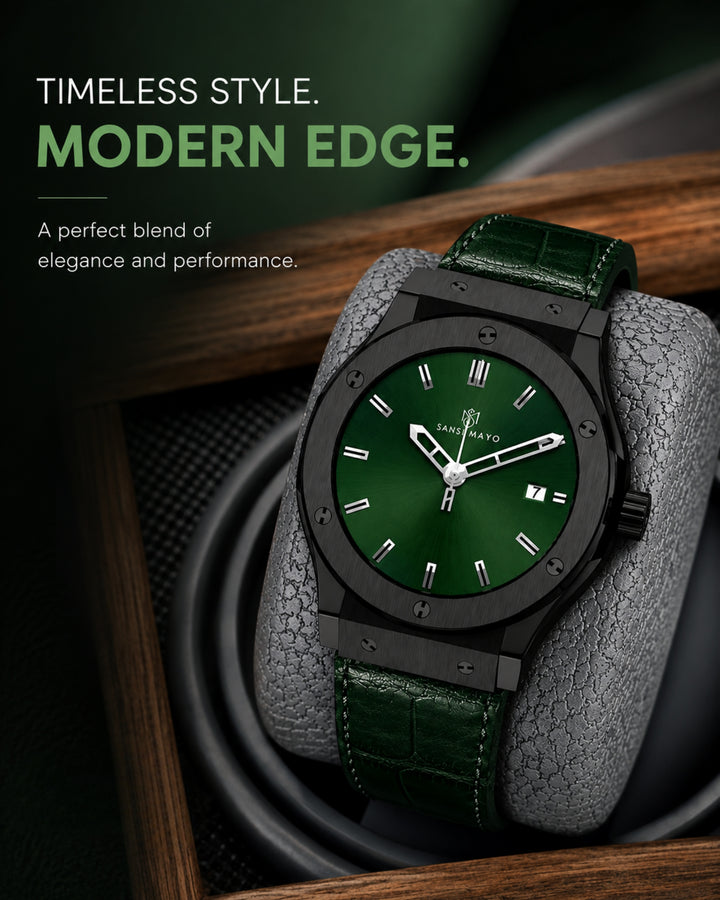 Obsidian Black Leather Analog