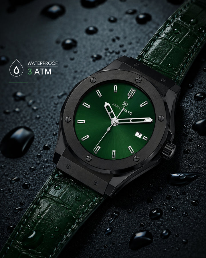 Obsidian Black Leather Analog