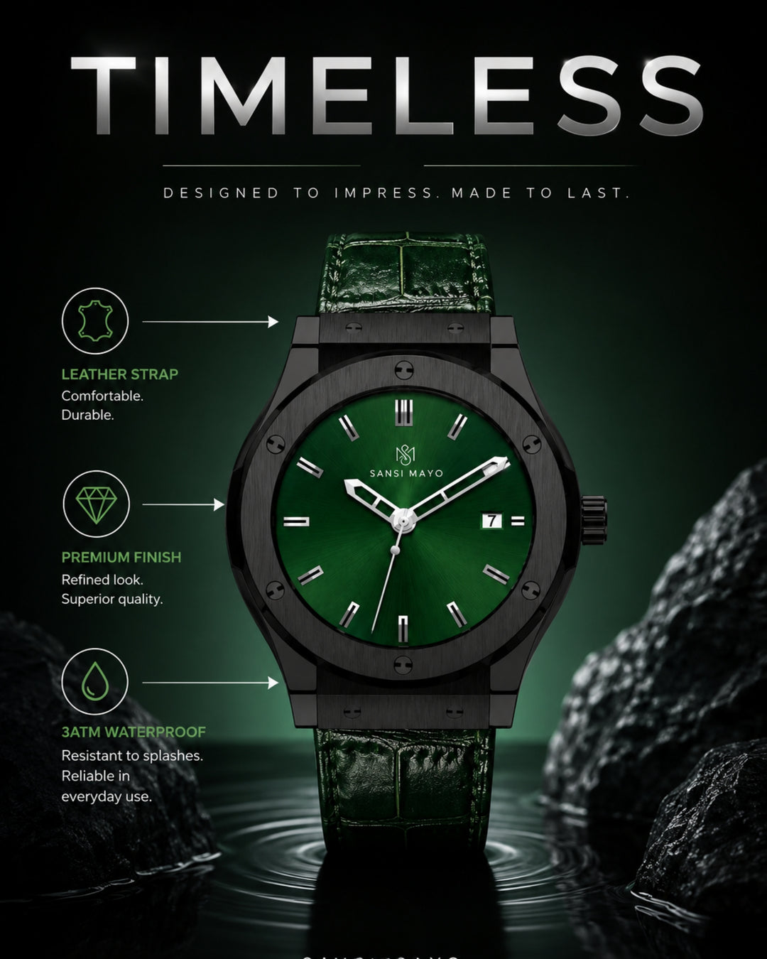 Obsidian Black Leather Analog