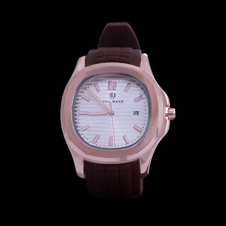 Sansi Mayo Round Rosegold Wrist Watch - Ivory Elegance