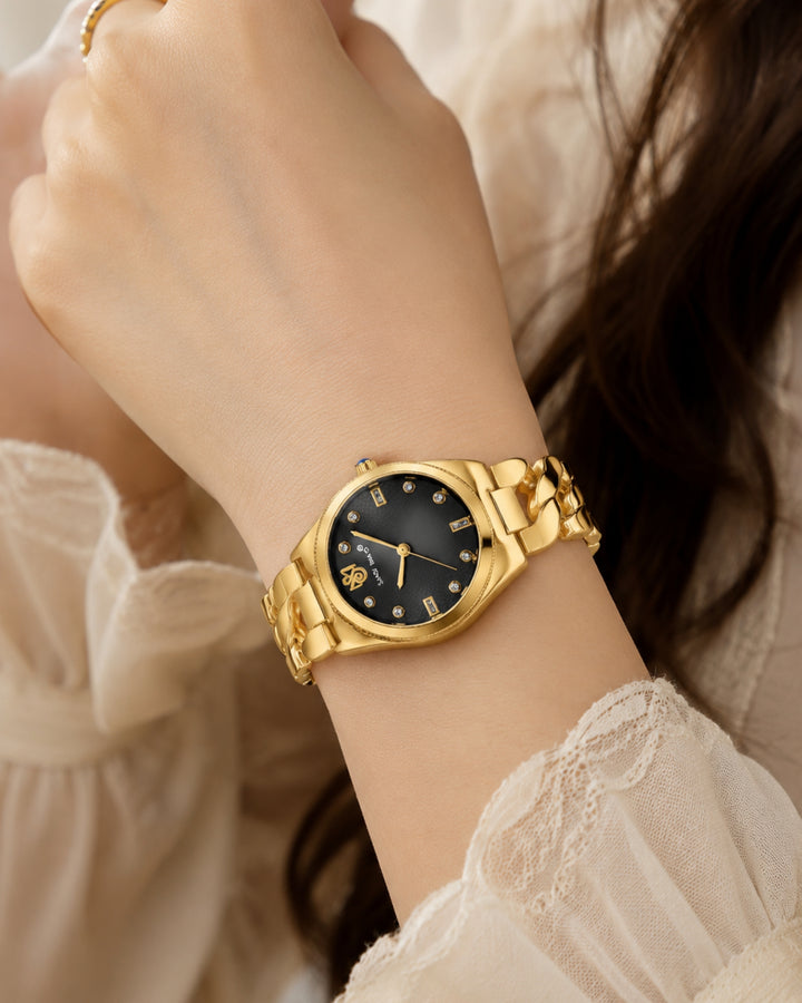 Sansi Mayo Liora Bracelet Style Watch -Black Dial, Gold Edition