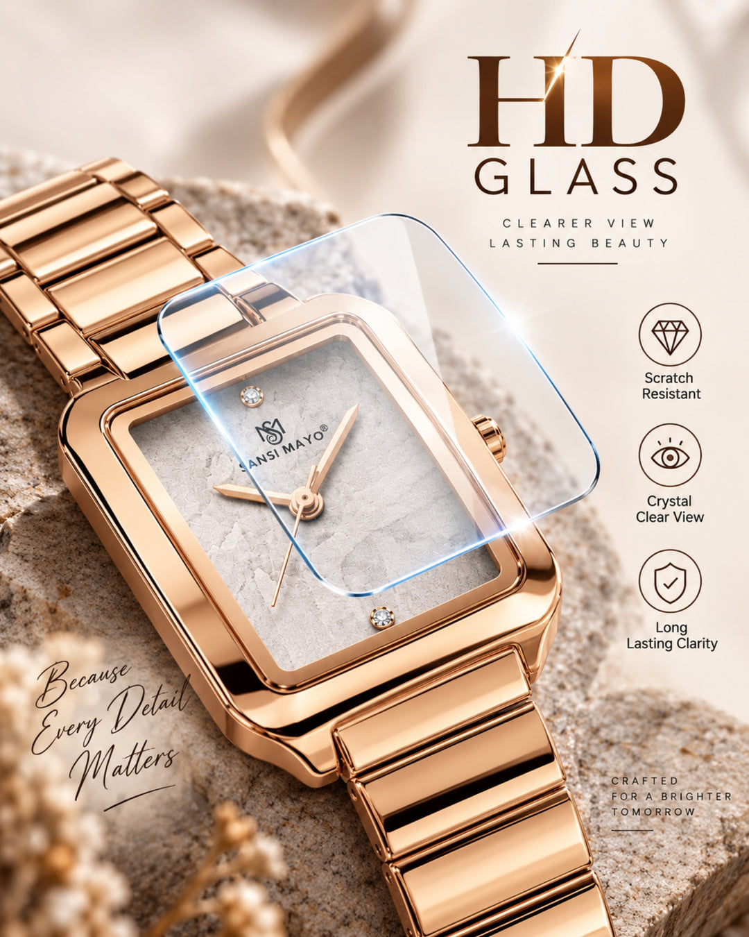 Square Case Edition (Rose Gold, White Dial)