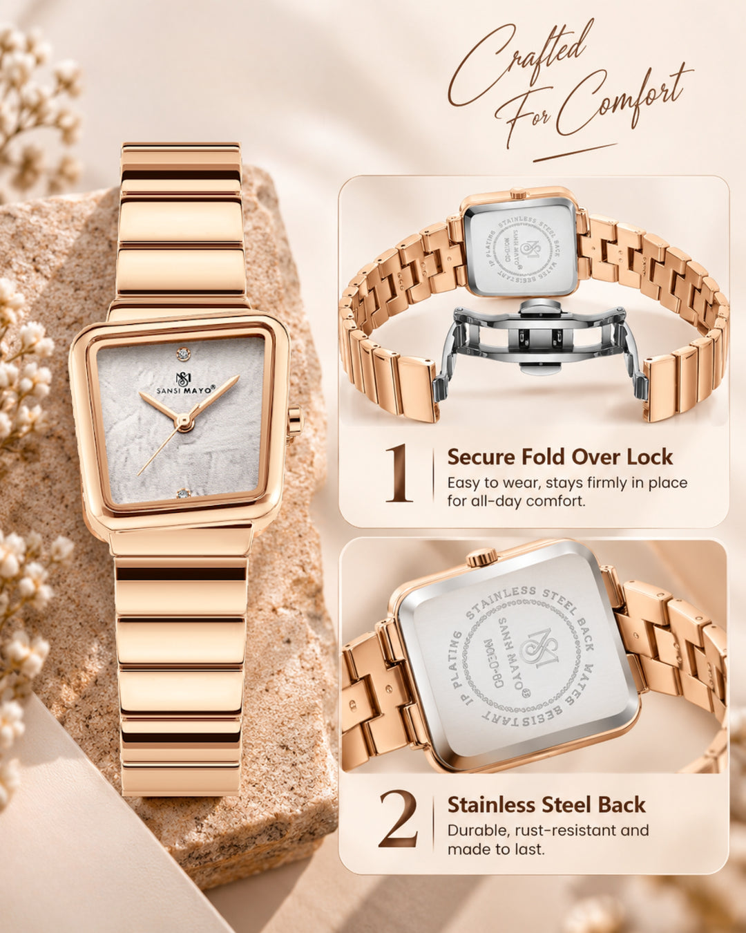 Square Case Edition (Rose Gold, White Dial)