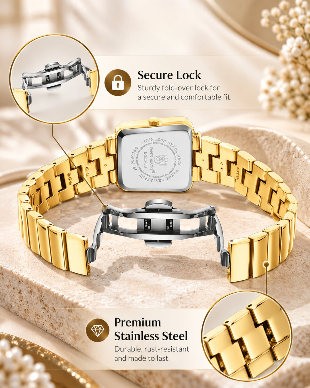 Square Case Edition (Gold, White Dial)