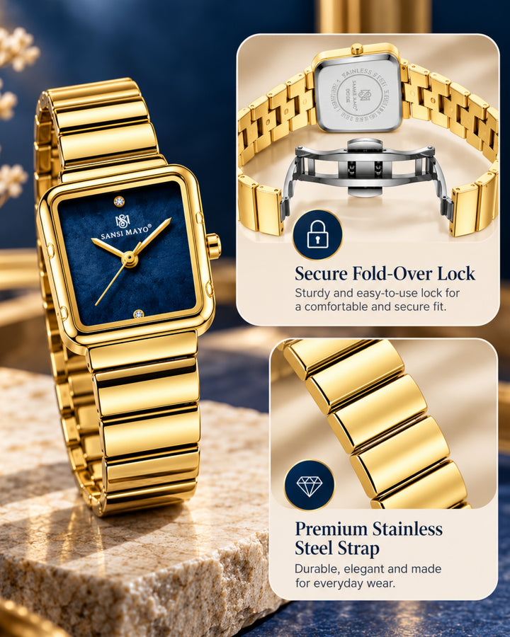Square Case Edition (Gold, Blue Dial)