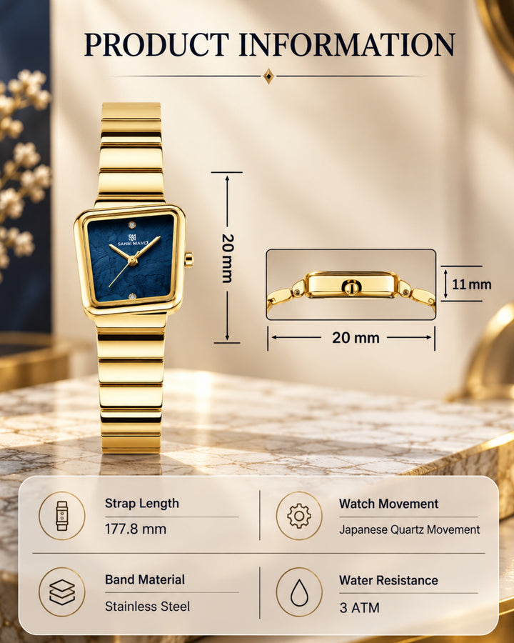 Square Case Edition (Gold, Blue Dial)