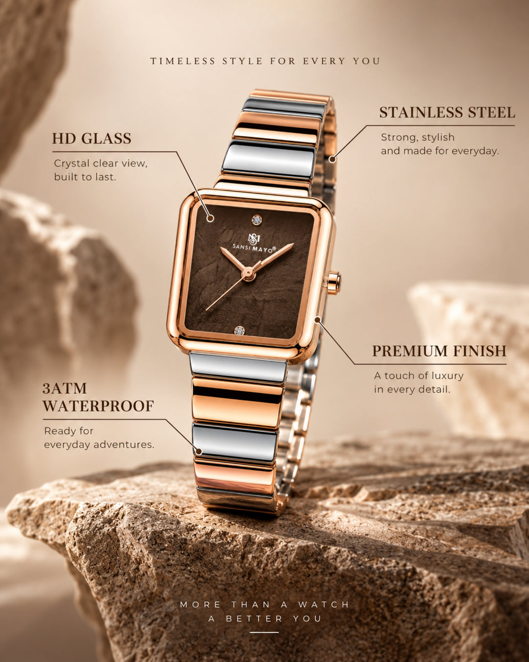 Silver Rose Gold Edition (Brown Dial)