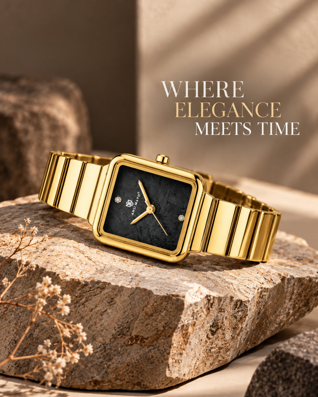 Square Case Edition (Gold, Black Dial)