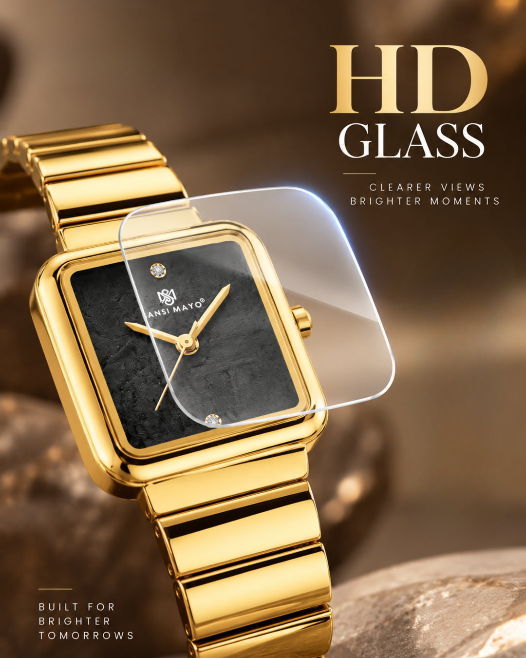 Square Case Edition (Gold, Black Dial)