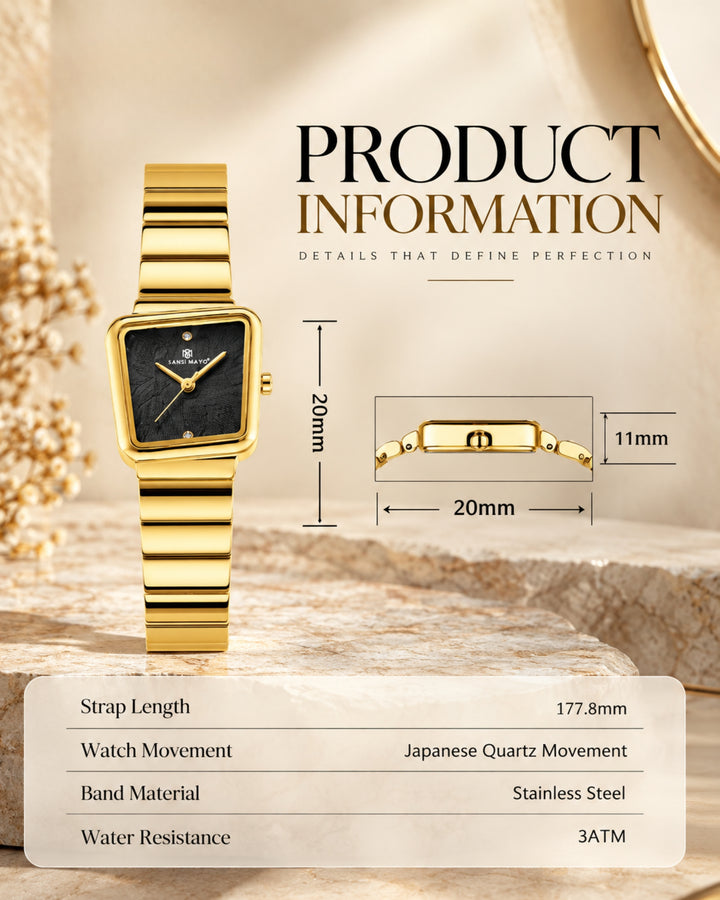 Square Case Edition (Gold, Black Dial)