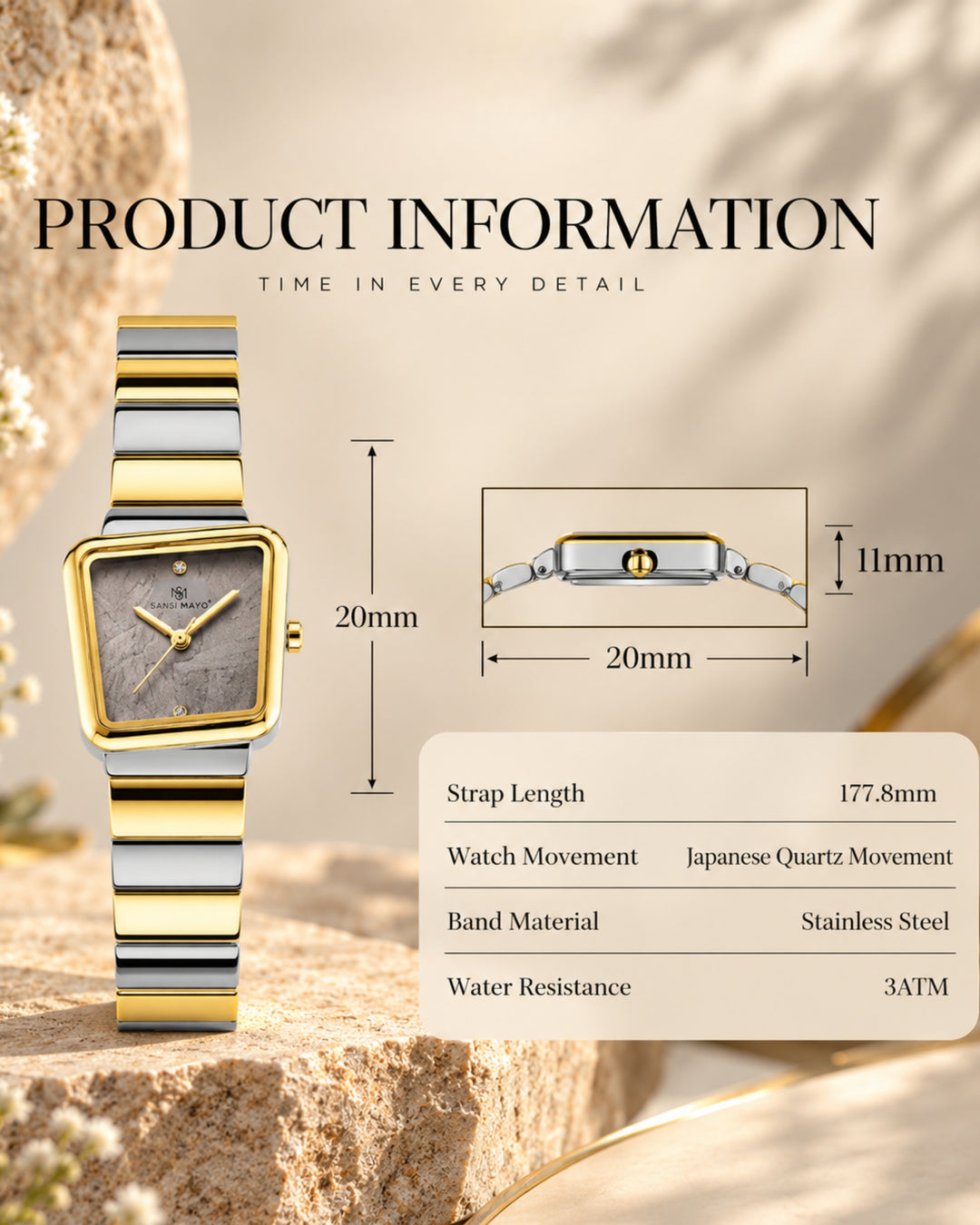 Two-Tone silver Gold (Dark Grey Dial)