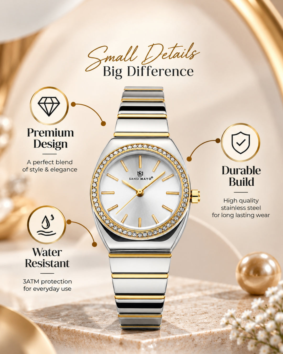Egyptian Stone MIKA Edition (Grey Dial, Two Tone silver Gold)
