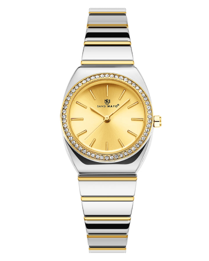 Gold Dial Two Tone silver Gold Watch -Egyptian Stone Edition