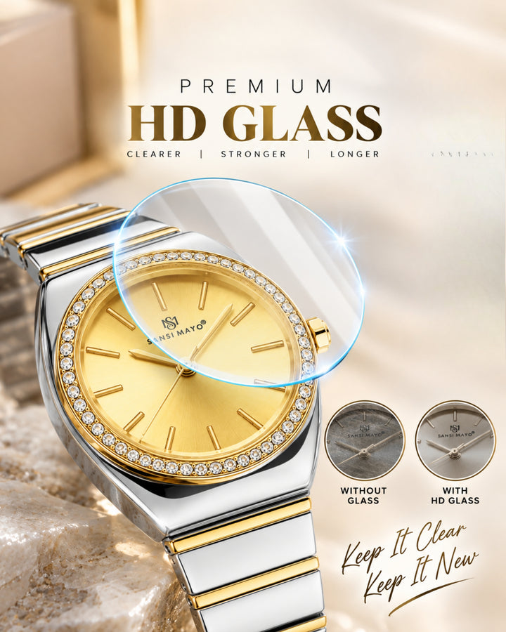 Gold Dial Two Tone silver Gold Watch -Egyptian Stone Edition
