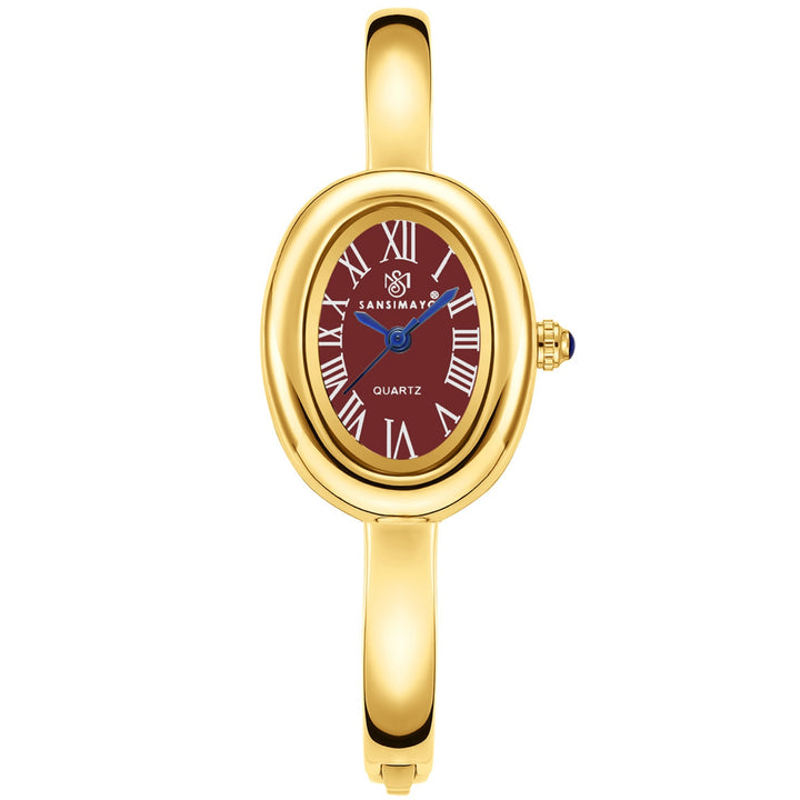 Sansi Mayo Minari Watch — Gold Stainless Steel (Maroon Dial)