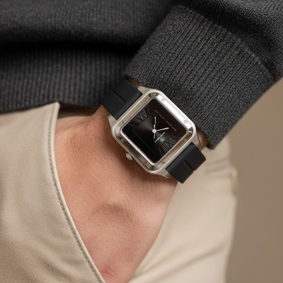 Charcoal Black Square Analog