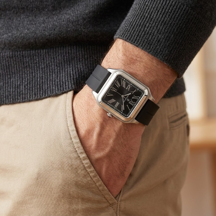 Charcoal Black Square Analog