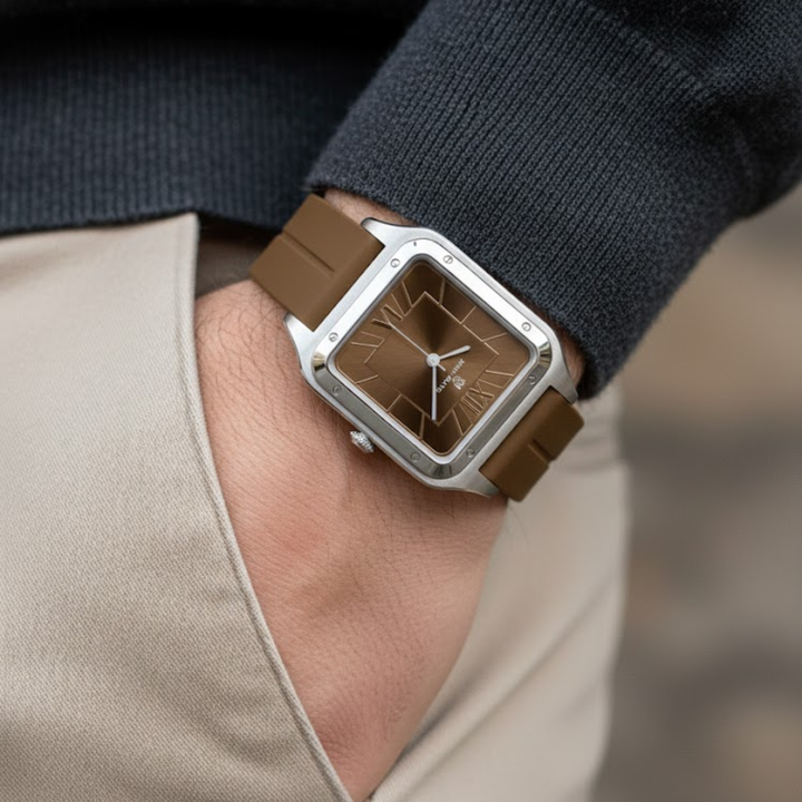 Mocha Brown Square Analog