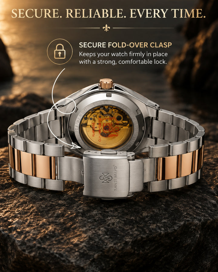 Zeus Edition Gold Skeleton Dial with Rose Gold & Silver Strap