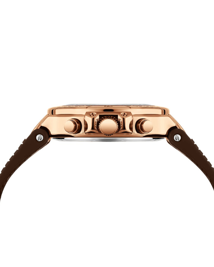 Romano Brown Dial Watch -Rose Gold Case & Brown Strap for Men