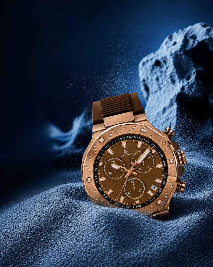 Romano Brown Dial Watch -Rose Gold Case & Brown Strap for Men