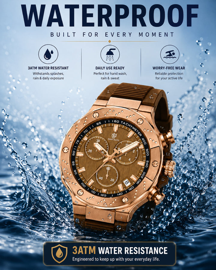 Romano Brown Dial Watch -Rose Gold Case & Brown Strap for Men