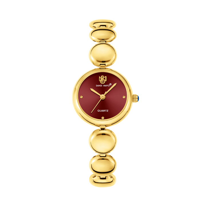 Sansi Mayo LYANA — Maroon Dial & Gold Stainless Steel Watch (Women’s Edition)