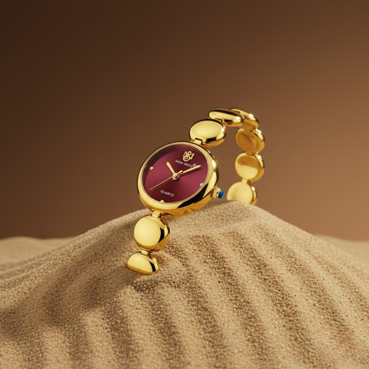 Sansi Mayo LYANA — Maroon Dial & Gold Stainless Steel Watch (Women’s Edition)