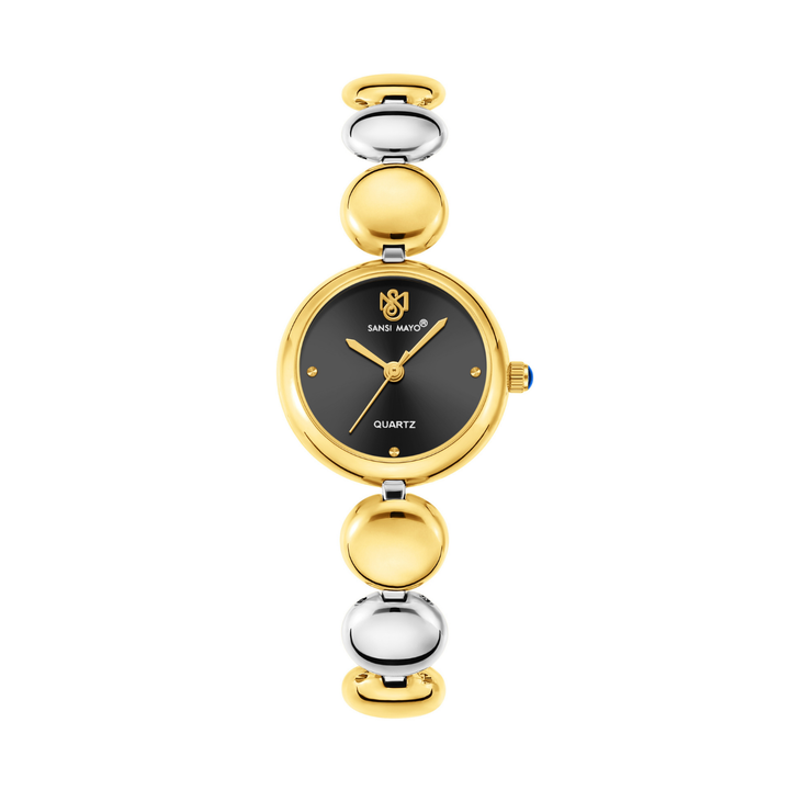 Sansi Mayo LYANA Black Dial Two Tone Silver Gold Watch