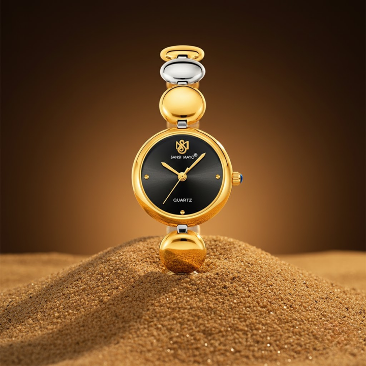 Sansi Mayo LYANA Black Dial Two Tone Silver Gold Watch