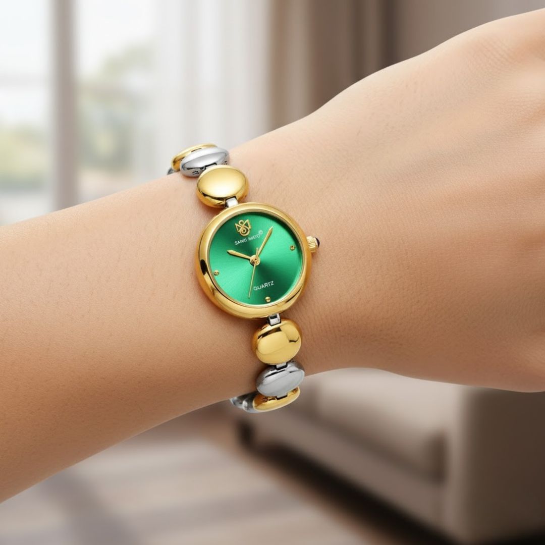Sansi Mayo LYANA Green Dial Two Tone Silver Gold Watch