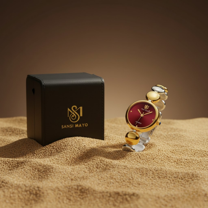 Sansi Mayo LYANA Maroon Dial Two Tone Silver Gold Watch