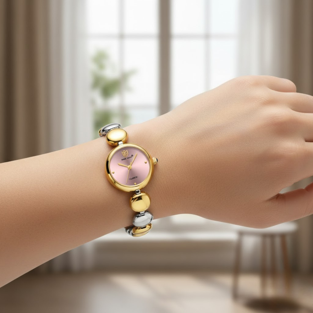 Sansi Mayo LYANA Pink Dial Two Tone Silver Gold Watch