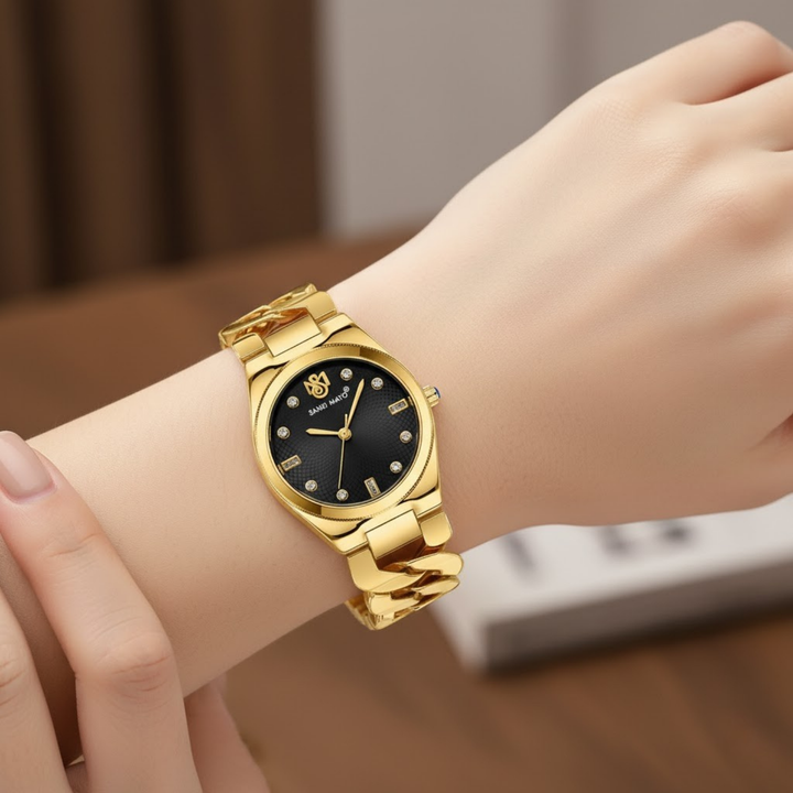 Sansi Mayo Liora Bracelet Style Watch — Black Dial, Gold Edition