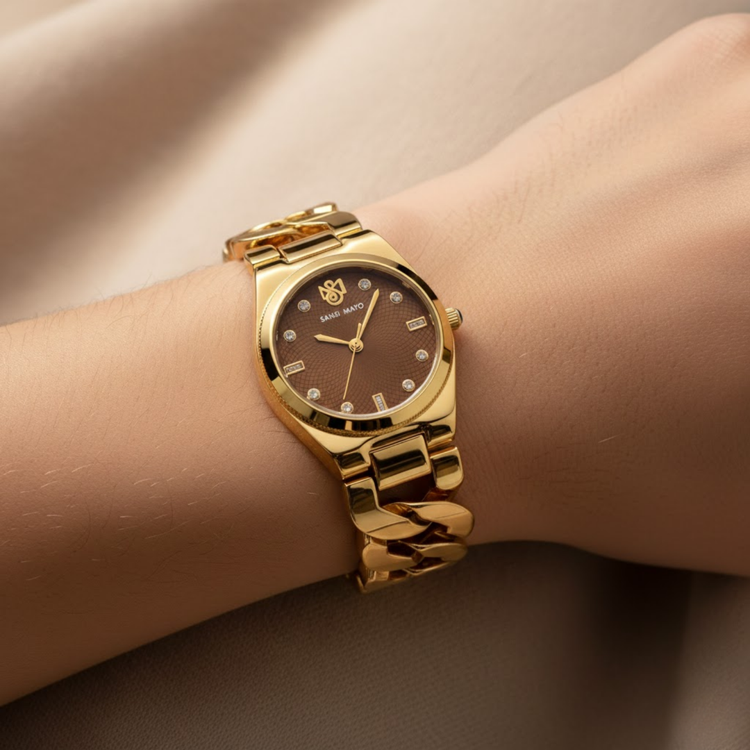 Sansi Mayo Liora Bracelet Style — Brown Dial, Gold Edition
