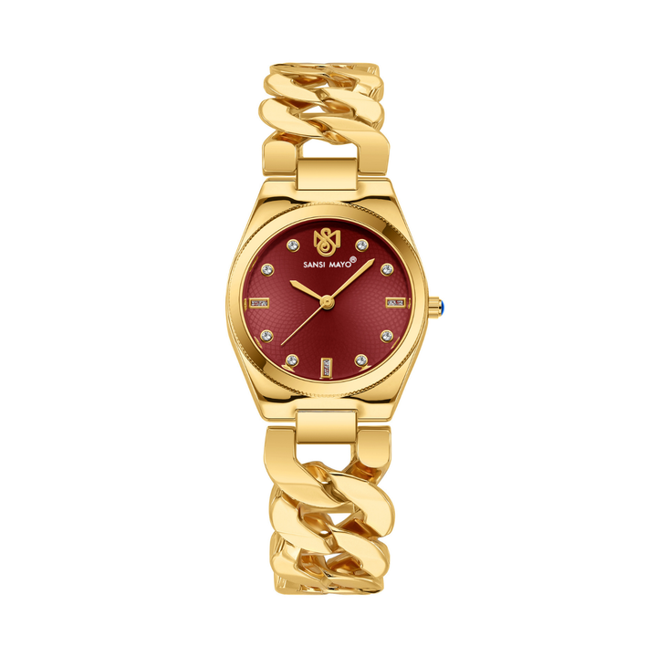 Sansi Mayo Liora Maroon Dial Gold Bracelet Watch