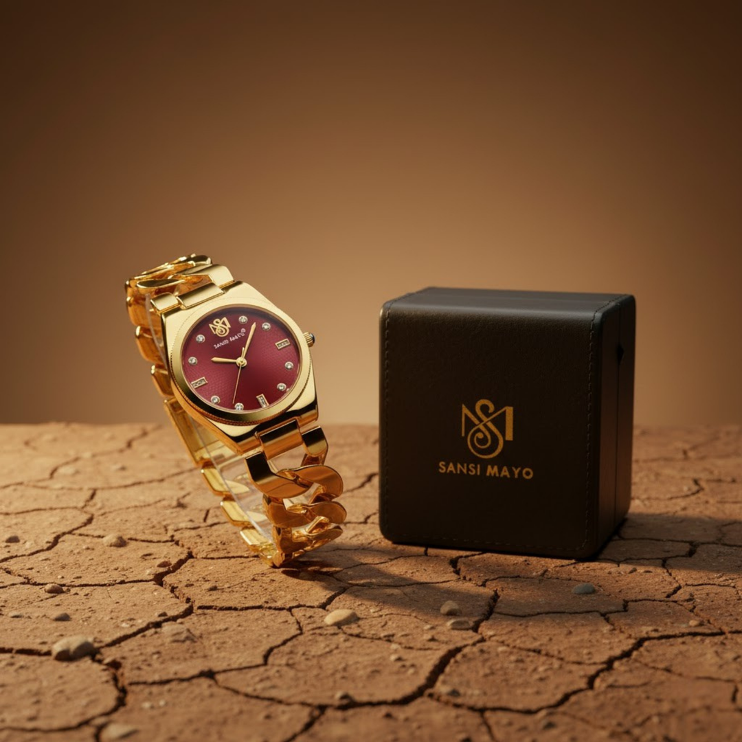 Sansi Mayo Liora Maroon Dial Gold Bracelet Watch