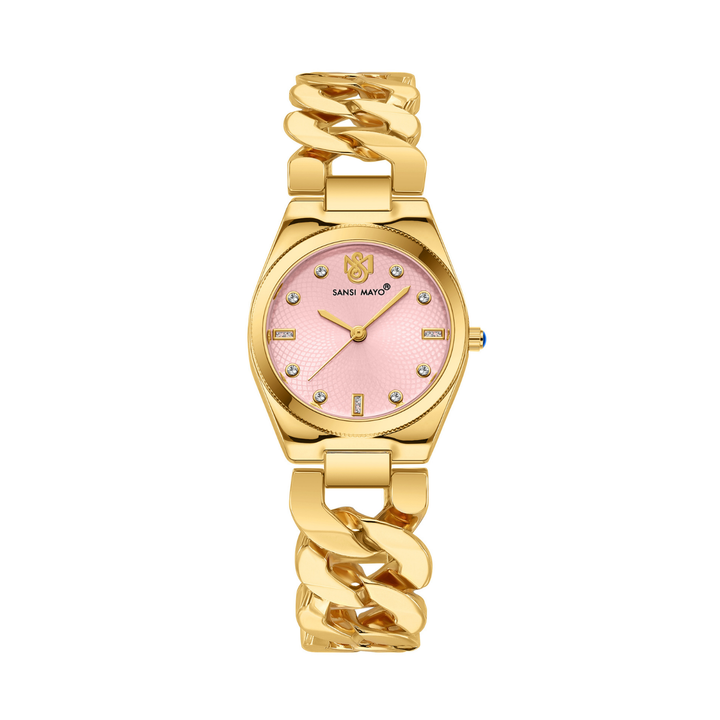 Sansi Mayo Liora Bracelet Style Watch — Pink Dial, Gold Edition