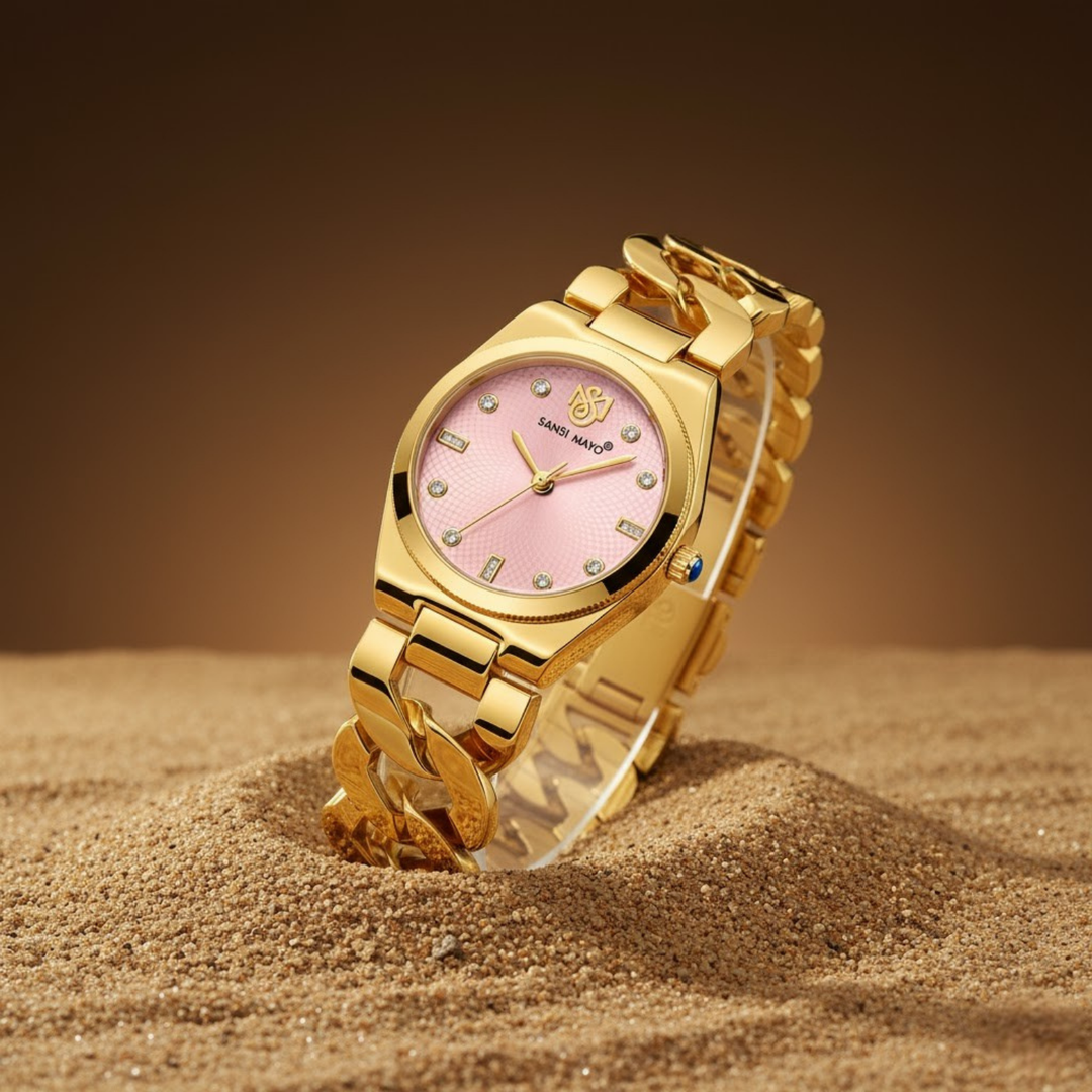 Sansi Mayo Liora Bracelet Style Watch — Pink Dial, Gold Edition