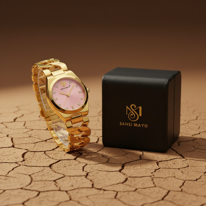 Sansi Mayo Liora Bracelet Style Watch — Pink Dial, Gold Edition